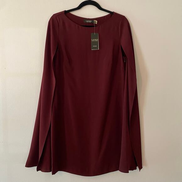 NWT Lauren Ralph Lauren Purple Cape Georgette Cocktail Dress Women's size 8 - Picture 2 of 10